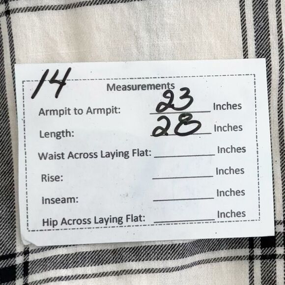 H & M Womens Cream & Black Checkered Flannel Button Down Shirt Size 14 - Picture 5 of 7